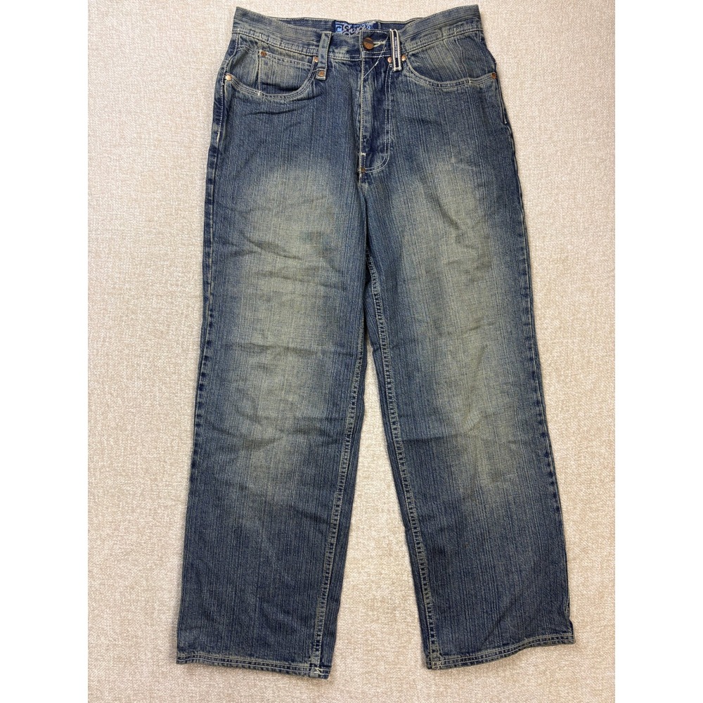 Enyce Denim Div Mens 30 Baggy Wide Leg Jeans Y2K Blue Slub Streetwear